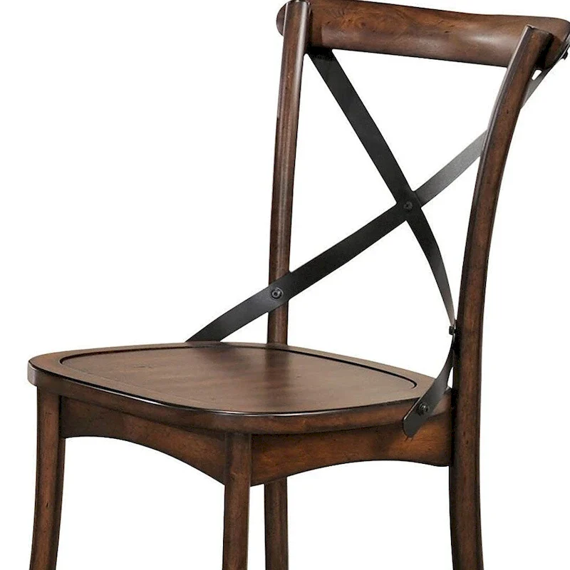 Brown Solid Wood Cross Back Dining Side Chairs and Classic Style Set of 2 - 18 L x 21 W x 35 H