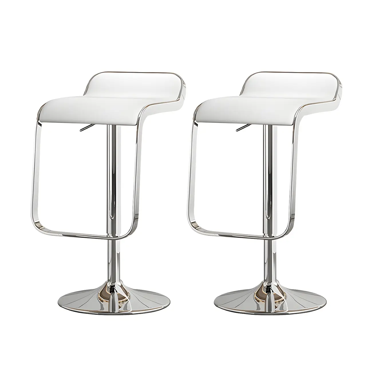 Leather Low Back Metal Adjustable Swivel Bar Stools