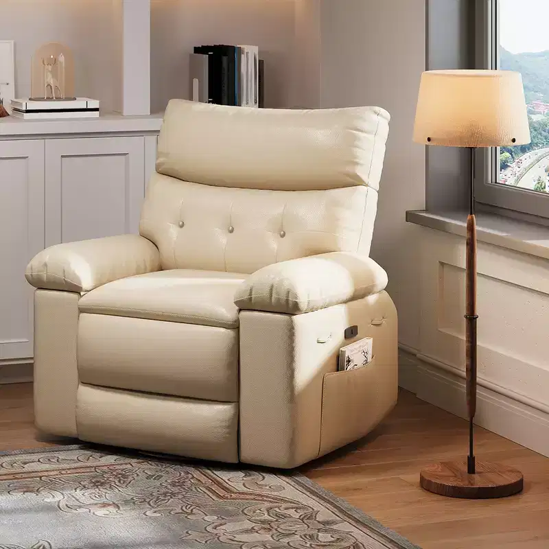 Power Recliner Chair - Heat and Massage, Adjustable Electric Recliner Ergonomic PU Leather Single Sofa, Padded Seat, Lazy Chair for Living Room