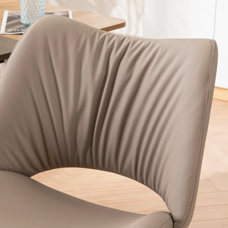 Leather Swivel Office Chair with Wheels - Armless