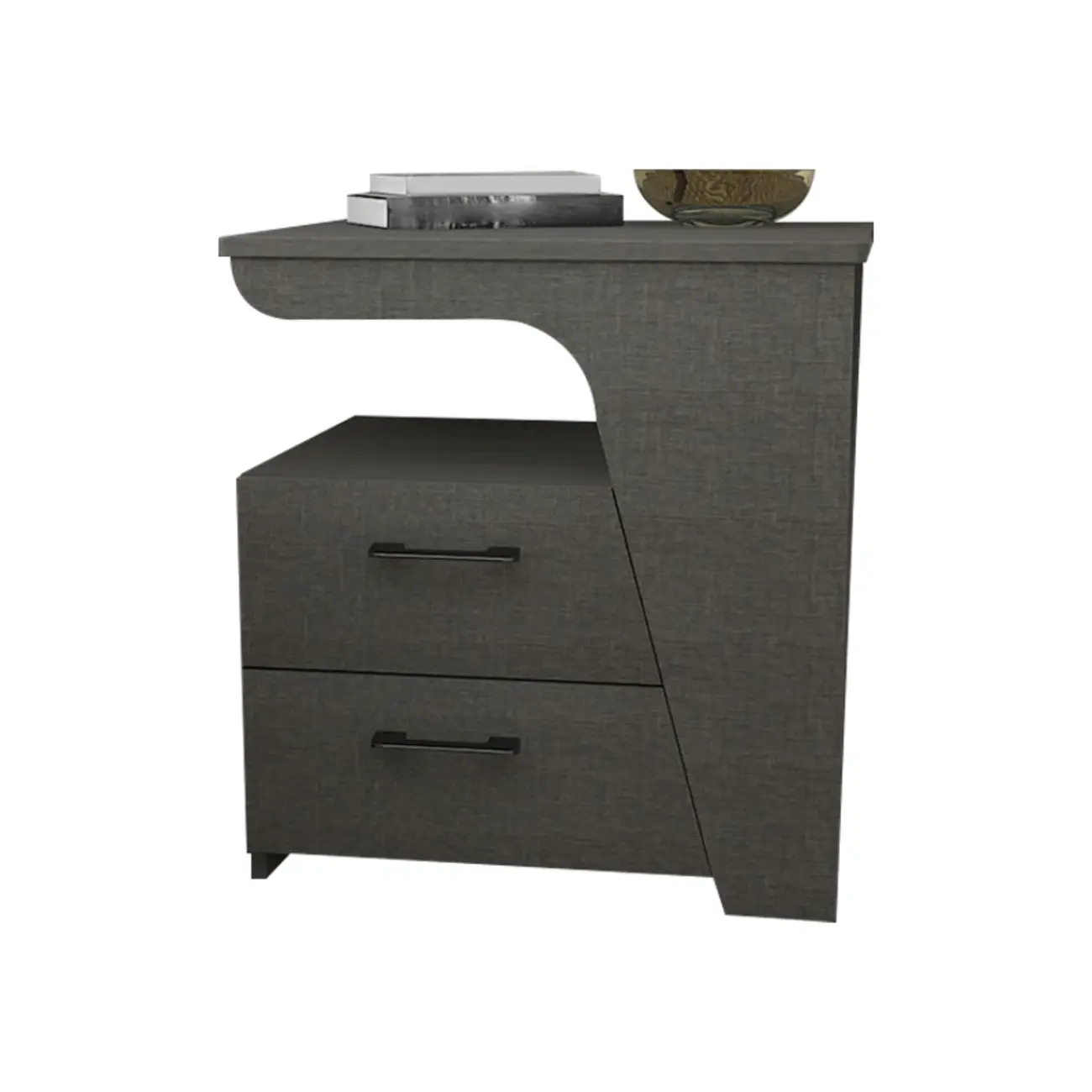 Modern White Bedside Table with 2 Storage Drawers