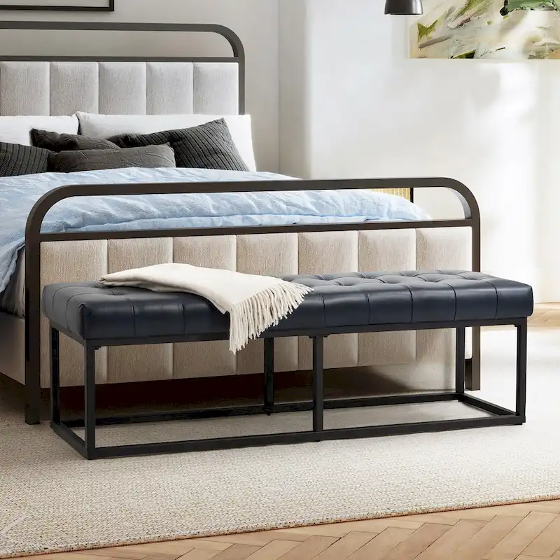 Classic Genuine Leather Bedroom Bench