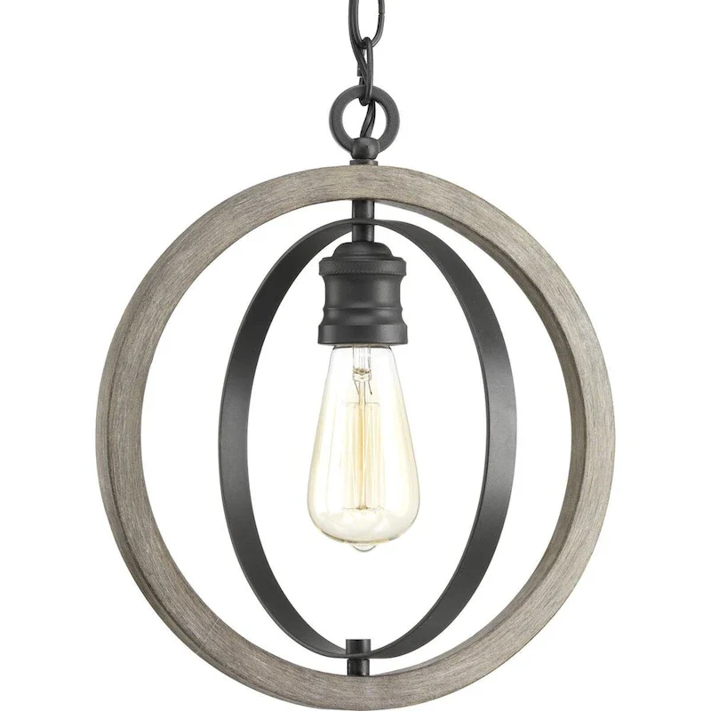 Conestee Collection One-Light Graphite Farmhouse Pendant Light - 4.500  x 14.500  x 14.500