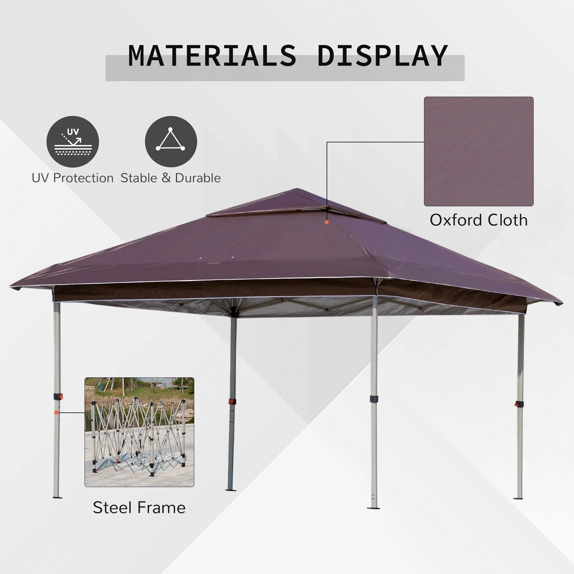 Outsunny 12' x 12' Pop Up Canopy Sun Shade Instant Tent Folding with Mesh Sidewall Netting, 3-Level Adjustable Height