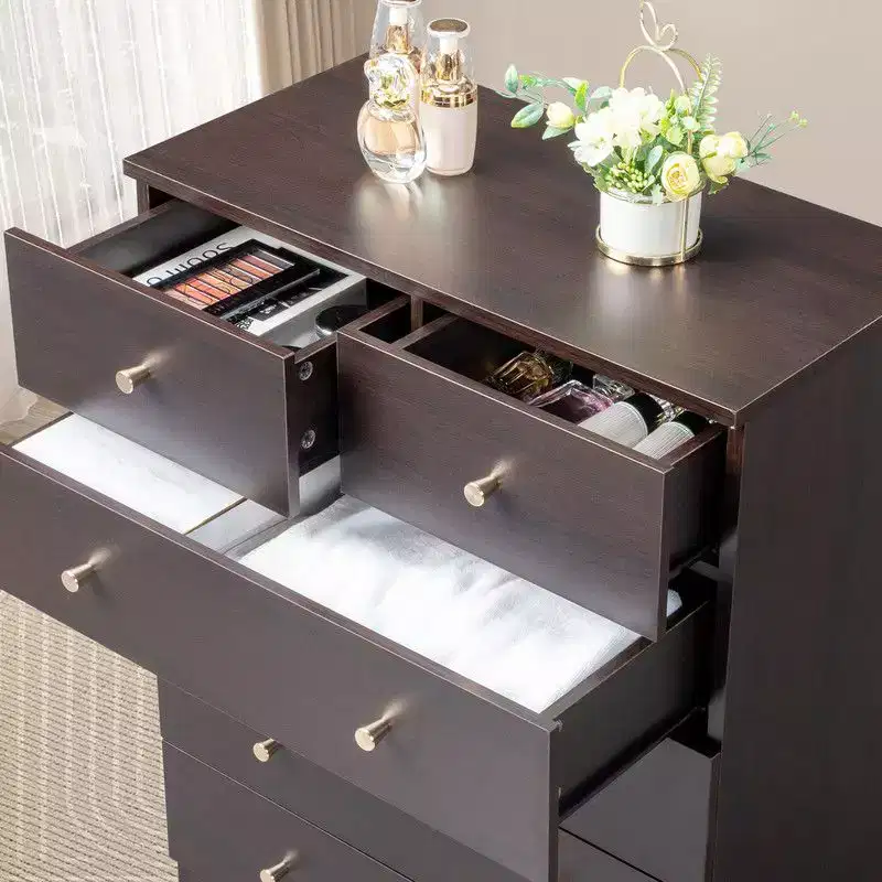 Karl Home 26 Inch Three Tier Four Drawer Dresser With Matte Gold Handles