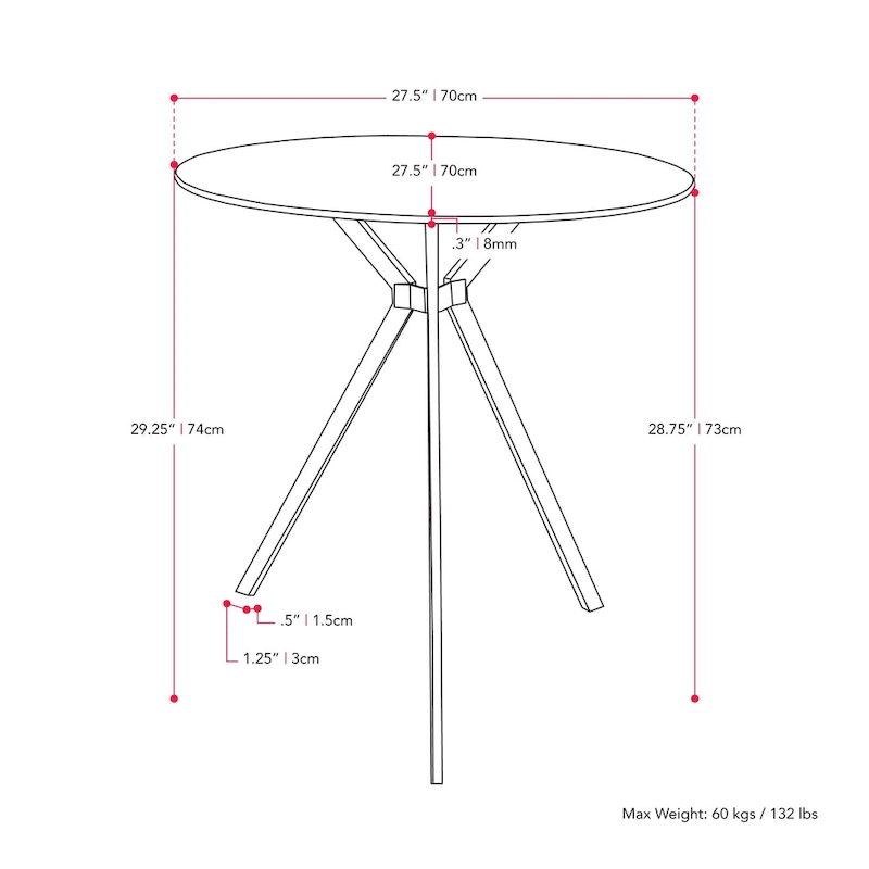 Eliana Glass Top Bistro Table