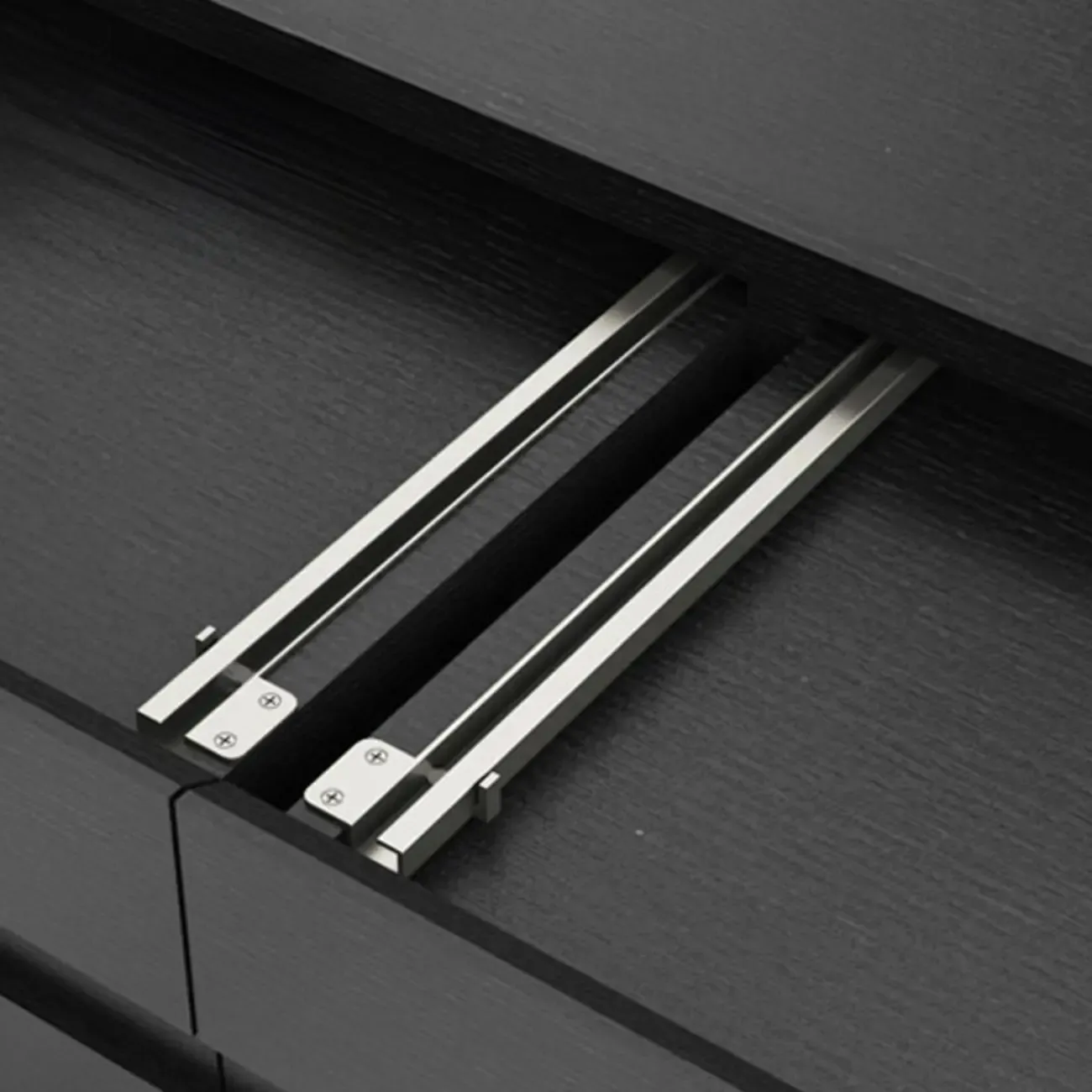 Living Room Wood Side Shelf  Black Rectangular TV Stand