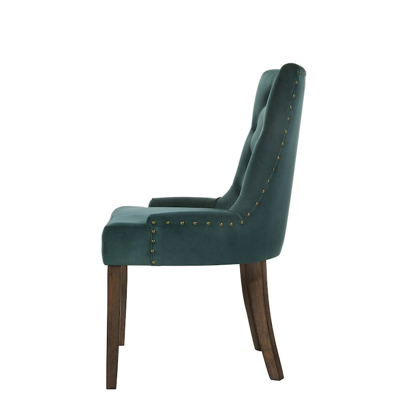 Side Chair, Green Velvet & Espresso Finish