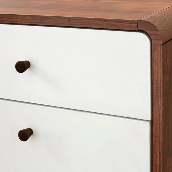 Walnut/White Mid-Century 2-Drawer File Cabinet