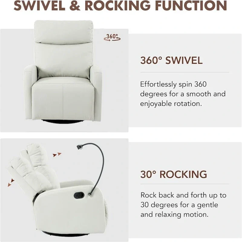 Modern Small Rocking Swivel Recliner Chair