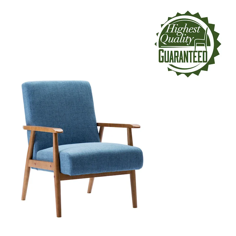 Gelso Fabric Accent Chair with Rubberwood Legs