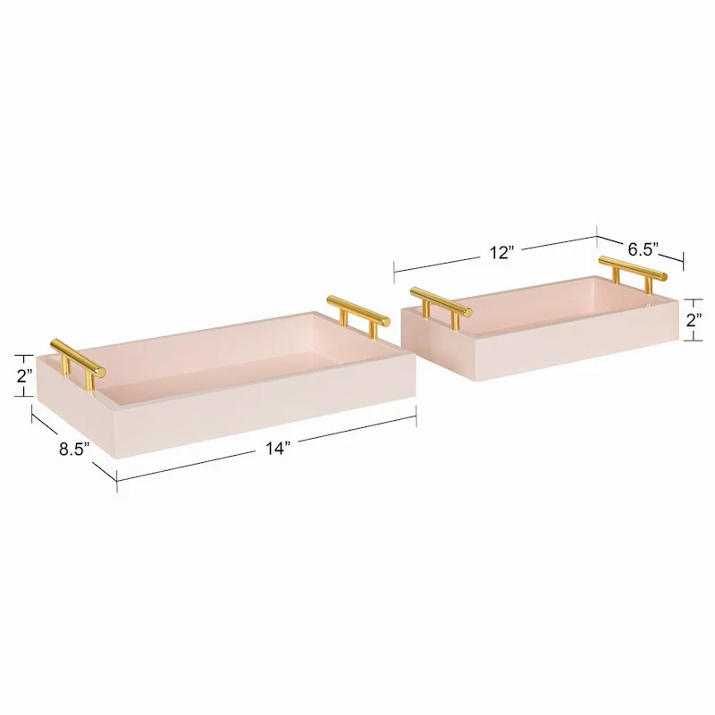 Kate and Laurel Lipton Rectangle Wood Tray Set - 2 Piece