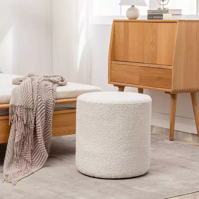 Kinwell 18" Pouf Ottoman White