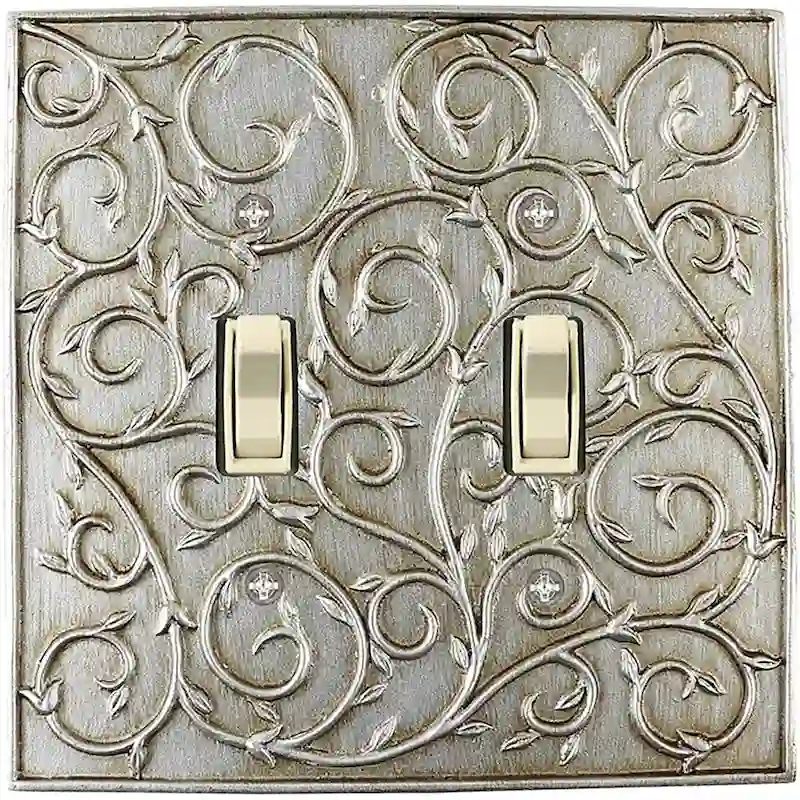 Meriville French Scroll 2 Toggle Wallplate, Double Switch Electrical Cover Plate