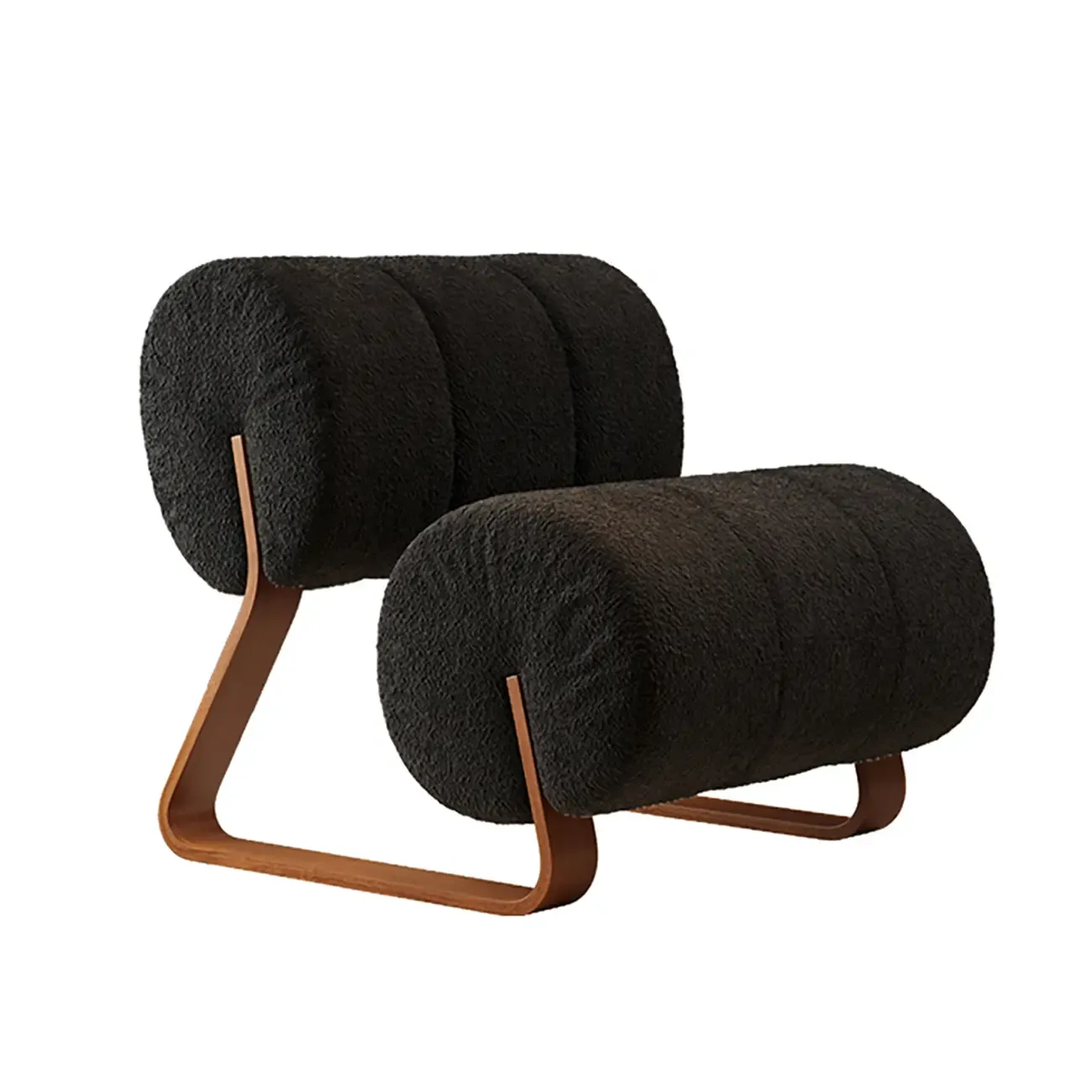 Mid-Century Modern Sherpa Armless Accent Chair with Metal Base