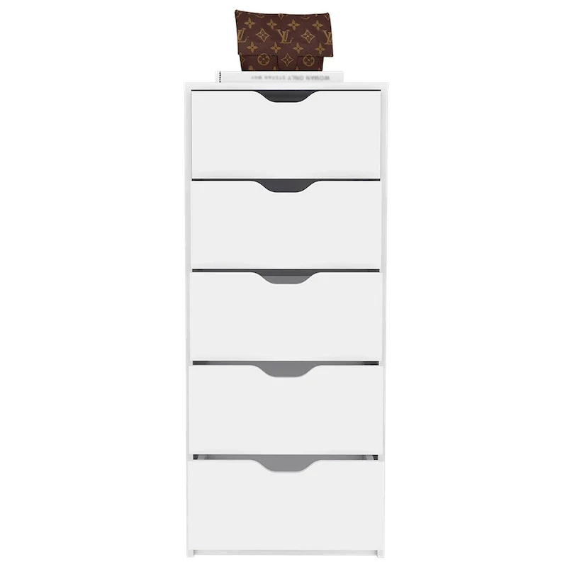 White / Black Narrow 5-Drawer Dresser