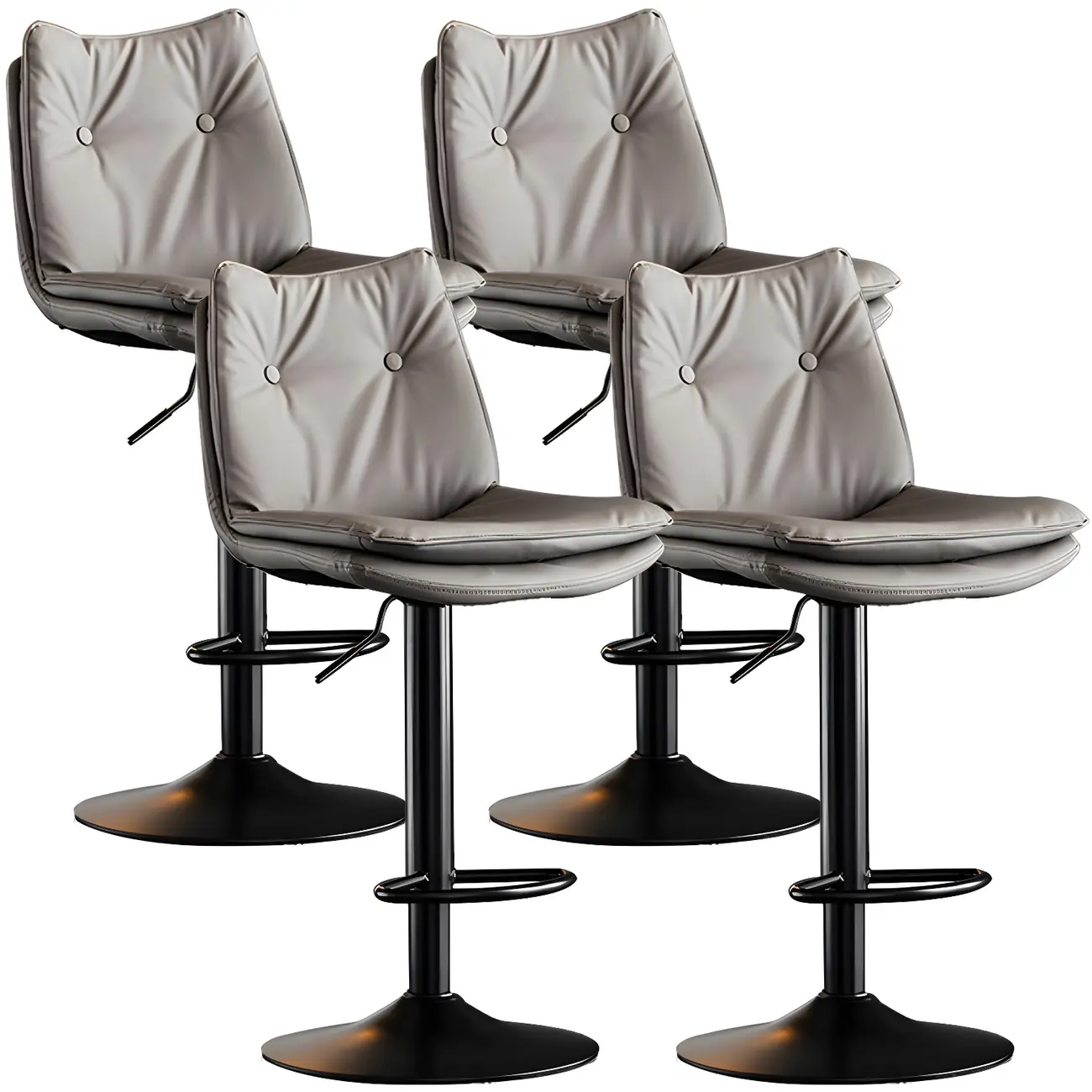 Modern Adjustable Leather Swivel Bar Stools