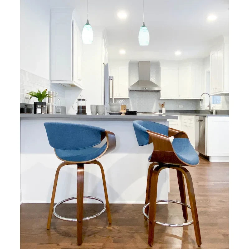 Carson Carrington Sauda 24 Fixed-Height Counter Stools with Bent Wood Legs & Round Footrest (Set of 2)