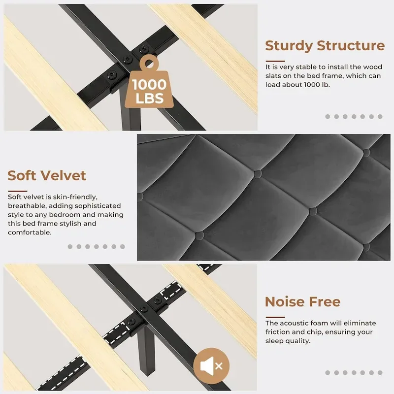 LED Bed Frame with 51.2 Tall Headboard Charging Station