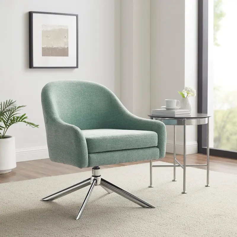 Seafoam Green / Grey / Multi Swivel Accent Chair, 1-Person, 275 lbs Capacity