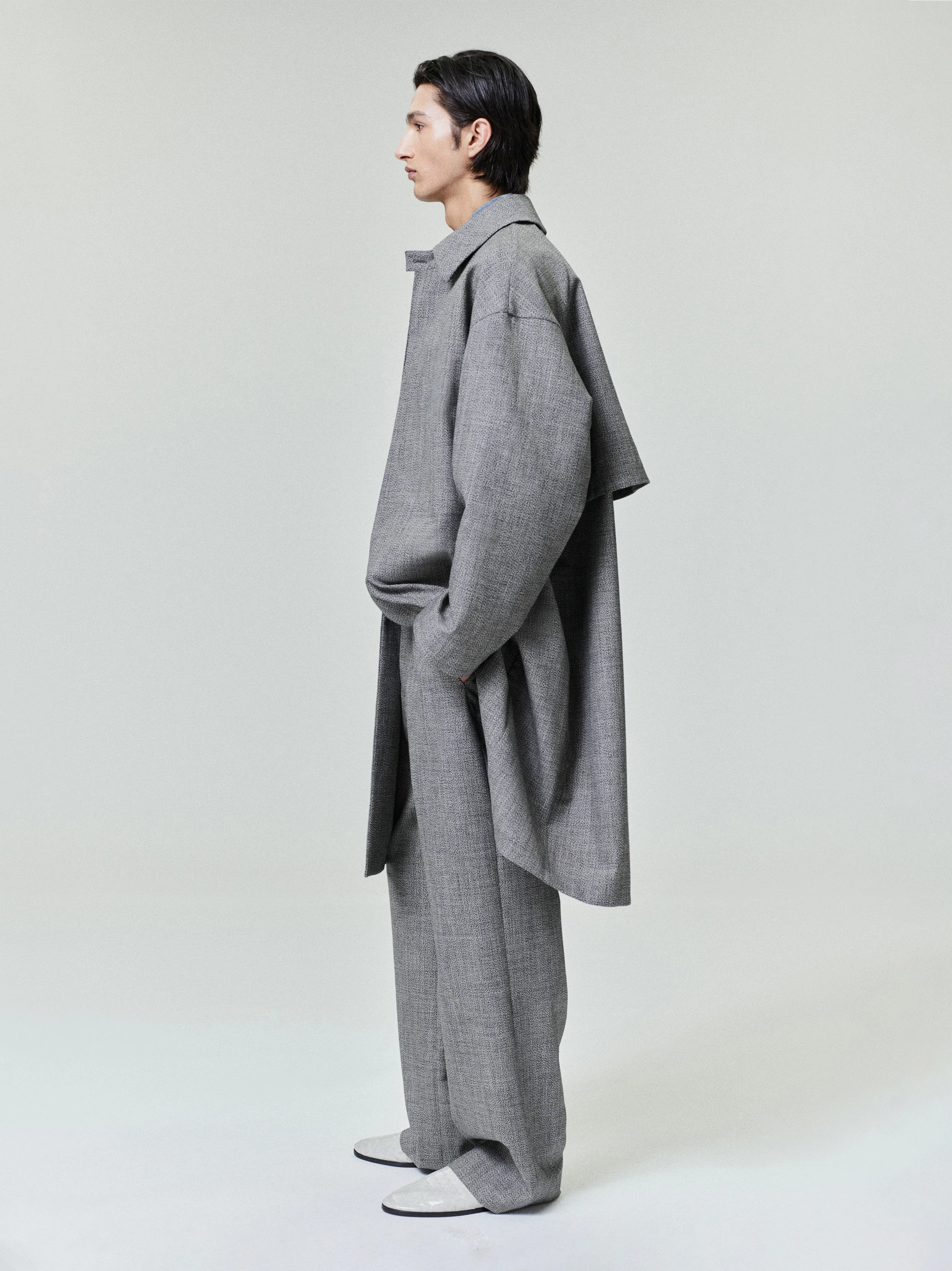 Mouline Wool Relaxed Trench Coat