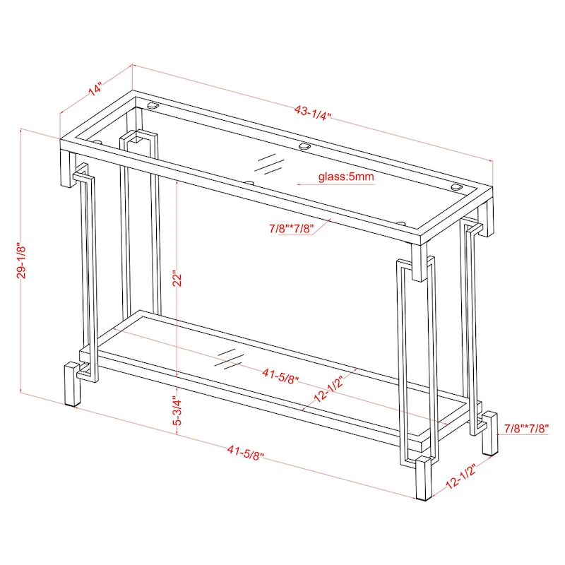 Yout Glam 43-inch Glass Top 1-Shelf Sofa Table by Furniture of America