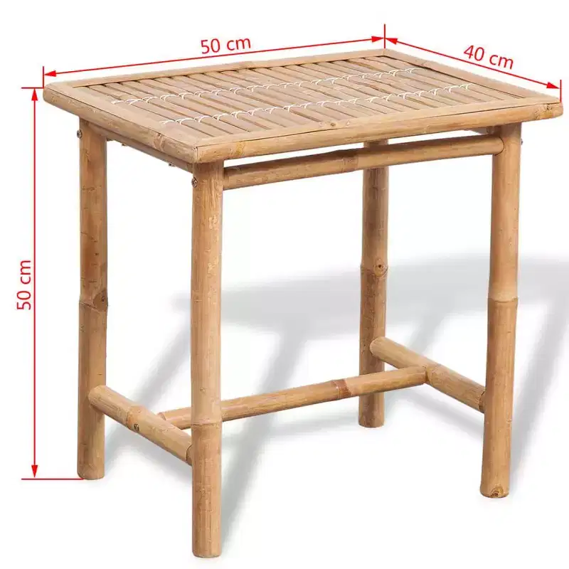 vidaXL Garden Table And Chair White Bamboo, Cotton, Polyester Small