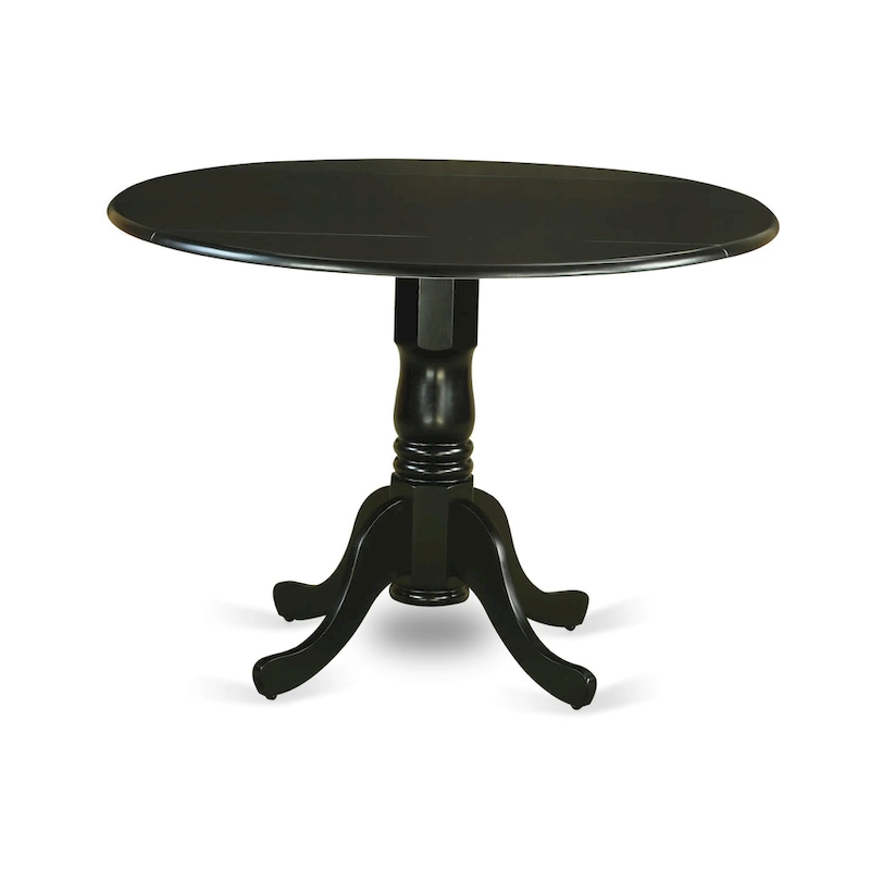 East West Furniture Dublin Kitchen Dining Table - a Round Wooden Table Top with Dropleaf & Pedestal Base, (Finish Options)