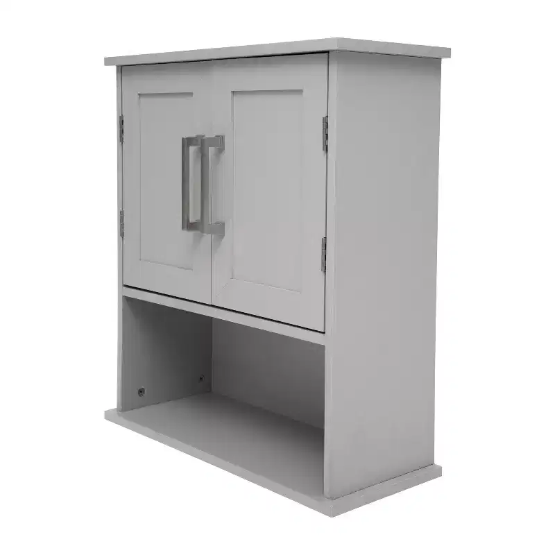 Flash Furniture Vega Wall Mounted Bathroom Medicine Cabinet Storage Organizer with Magnetic Closure Doors, Adjustable Shelf, and Lower Open Shelf