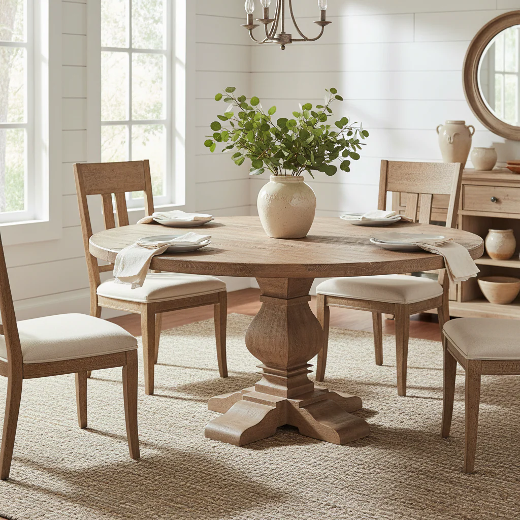 Round Mango Wood Dining Table