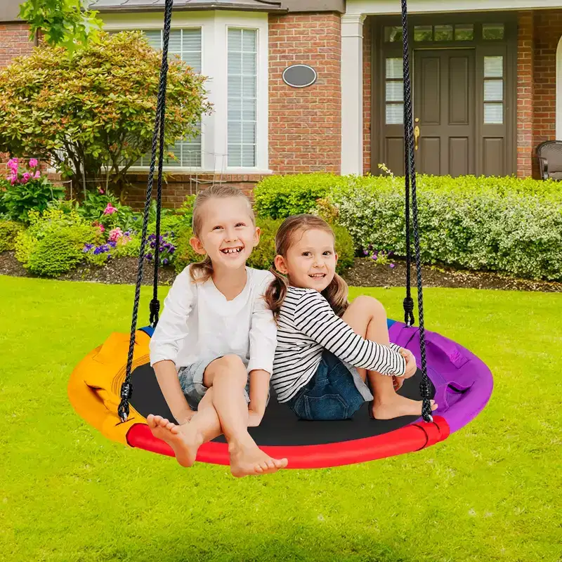 Costway 660 lbs Saucer Tree Swing 40 Inch Kids Toddler Swing Set with Adjustable Ropes