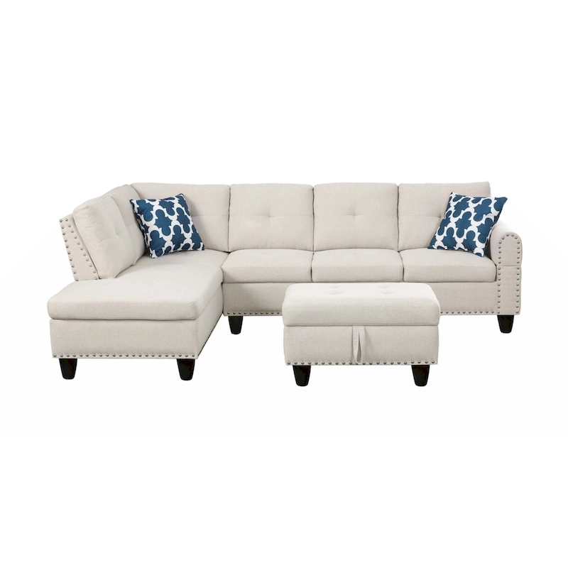 Alger 98  Wide Left Hand Facing Sofa & Chaise with Ottoman