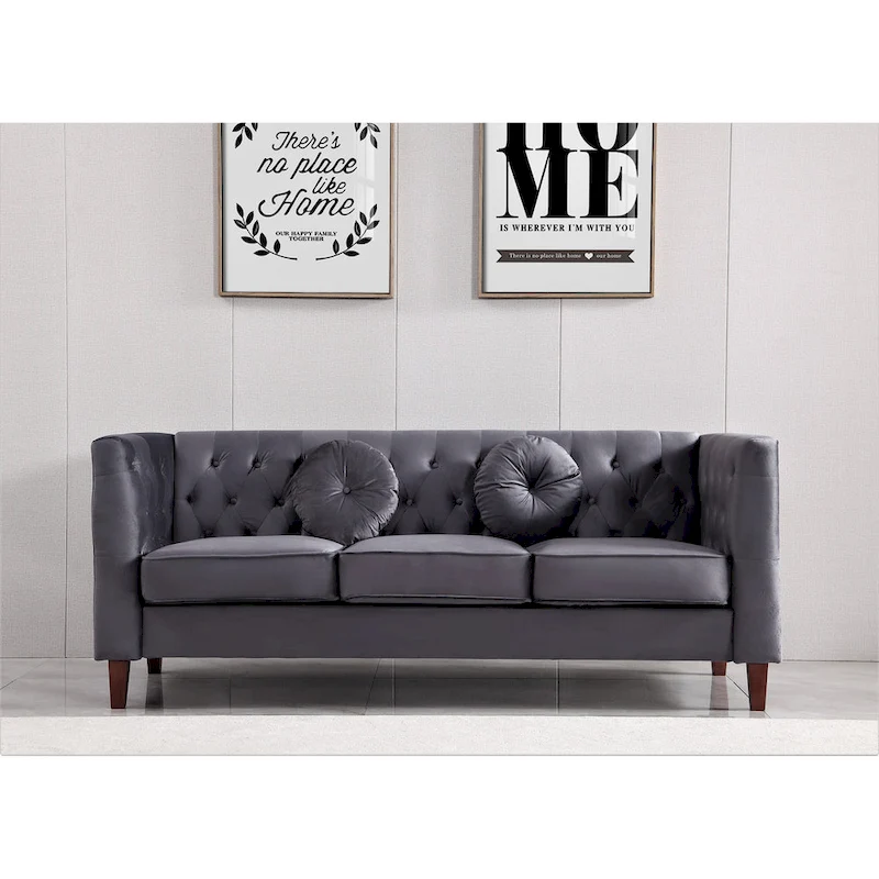 US PRIDE FURNITURE Velvet Classic Chesterfield Sofa with Wood legs