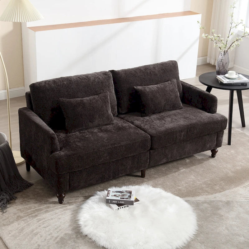 HOMEFUN Modern chenille Fabric Loveseat,2-Seat Upholstered Loveseat Sofa Modern Couch