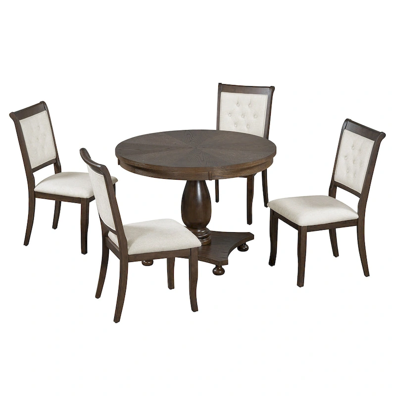 Lak Retro 5-Piece Dining Sets with Upholstered Chairs by GDFStudio