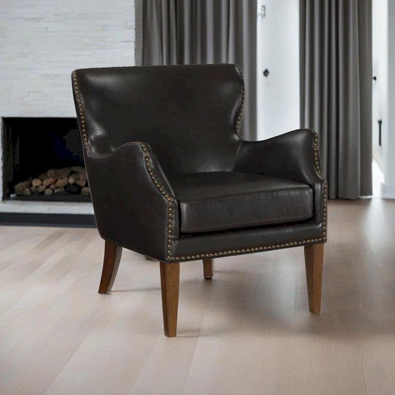 Daniela Deep Brown High Leg Slope Arm Chair, Wingback Chair