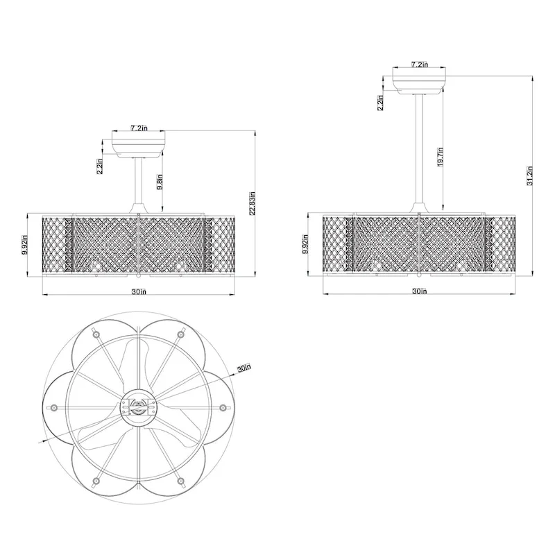 Gracewood Hollow Kakutani 30-inch 6-light Matte Black/Goldtone Crystal Lighted Ceiling Fan