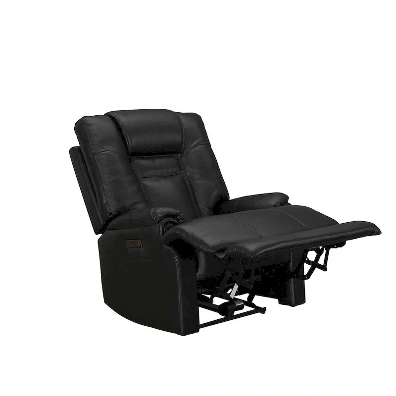 Top Grain Leater Black Zero Gravity Power Recliner With Adjustable Headrest Extendable Footrest