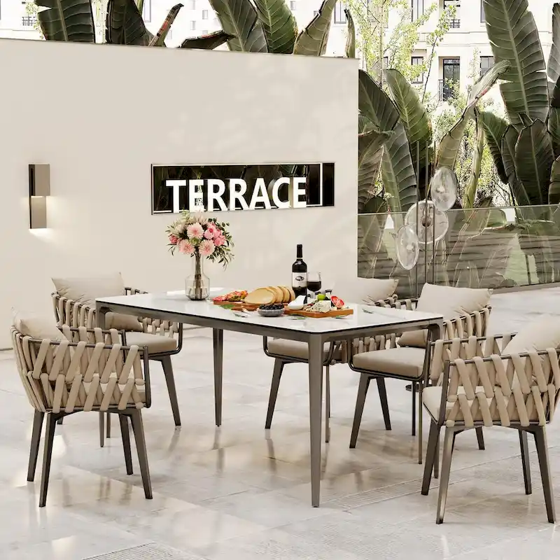 63  Unique Rectangular Dining Room Table with Sintered Stone Tempered Glass Top