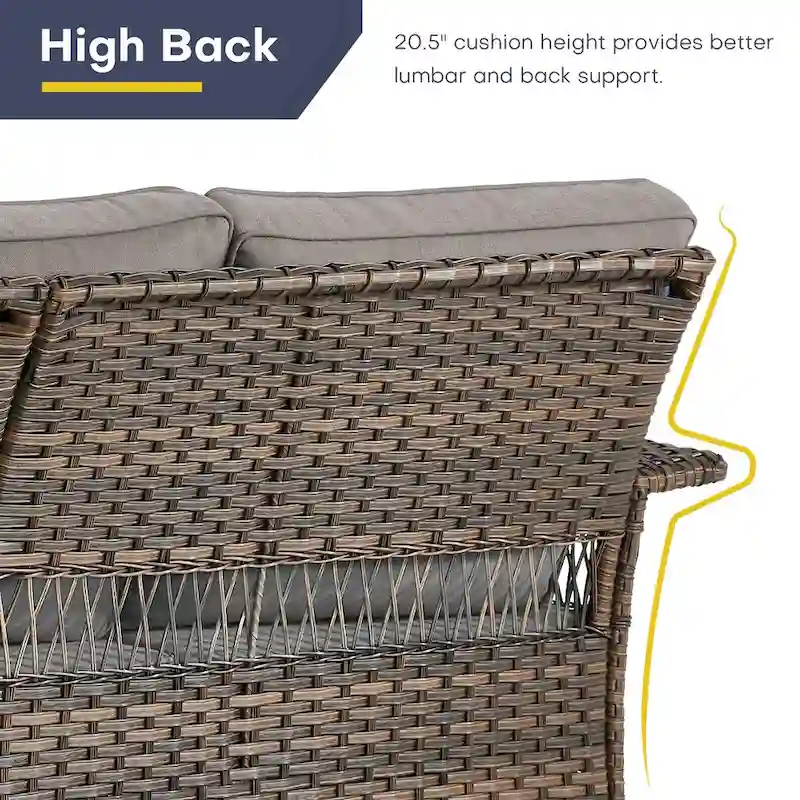 Gymojoy Patio Bistro Set w/ 360 Swivel Rocking Chairs & Table - Brown