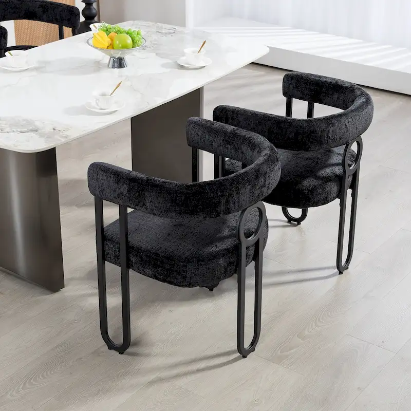 2 PCS PU Leather Upholstered Dining Chair Set wMetal Legs