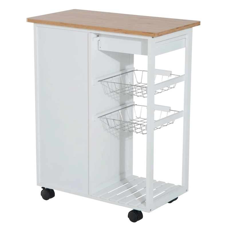 HOMCOM 28 White Rolling Kitchen Trolley Serving Cart