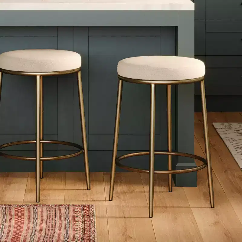 Maven Lane Stella Backless Metal Counter Stool with Fabric Upholstered Seat 26