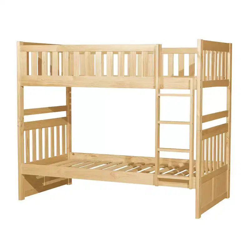 GDFStudio Carter Modern Pine Wood Twin Over Twin Bunk Bed with Ladder and Guard Rails