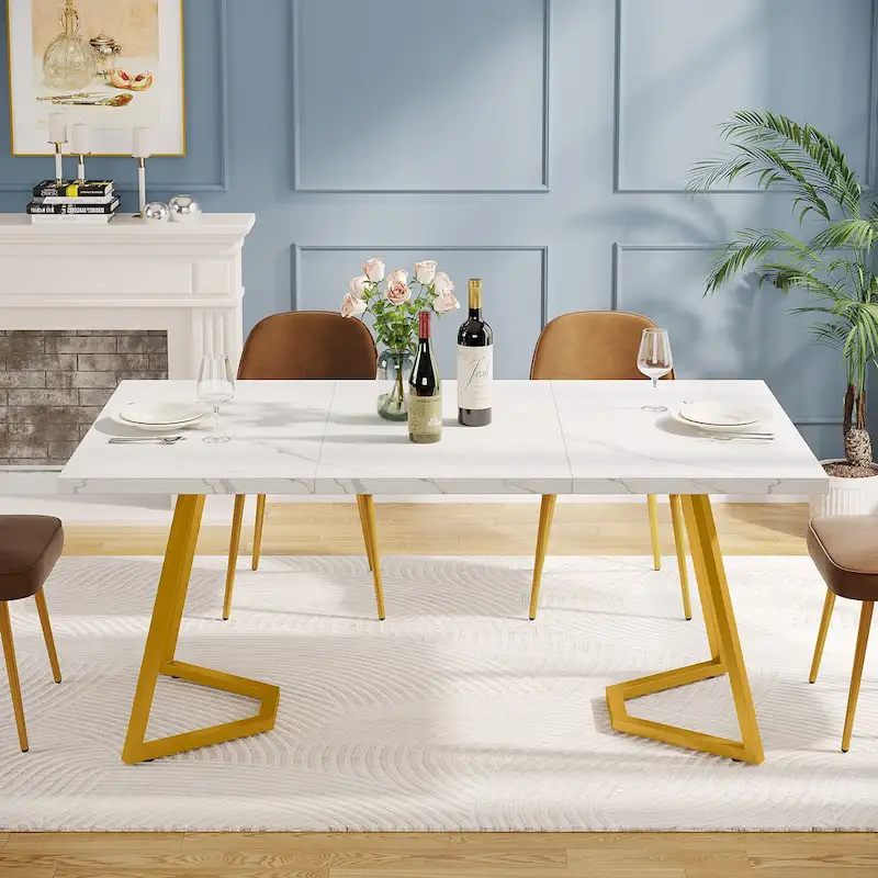 Rectangular Dining Room Table, 55 Inches Small Kitchen Table
