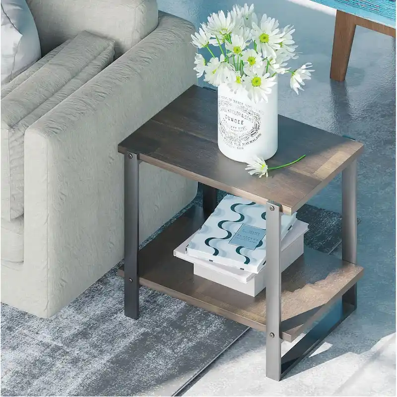 21-Inch Brown Solid Wood Side Table