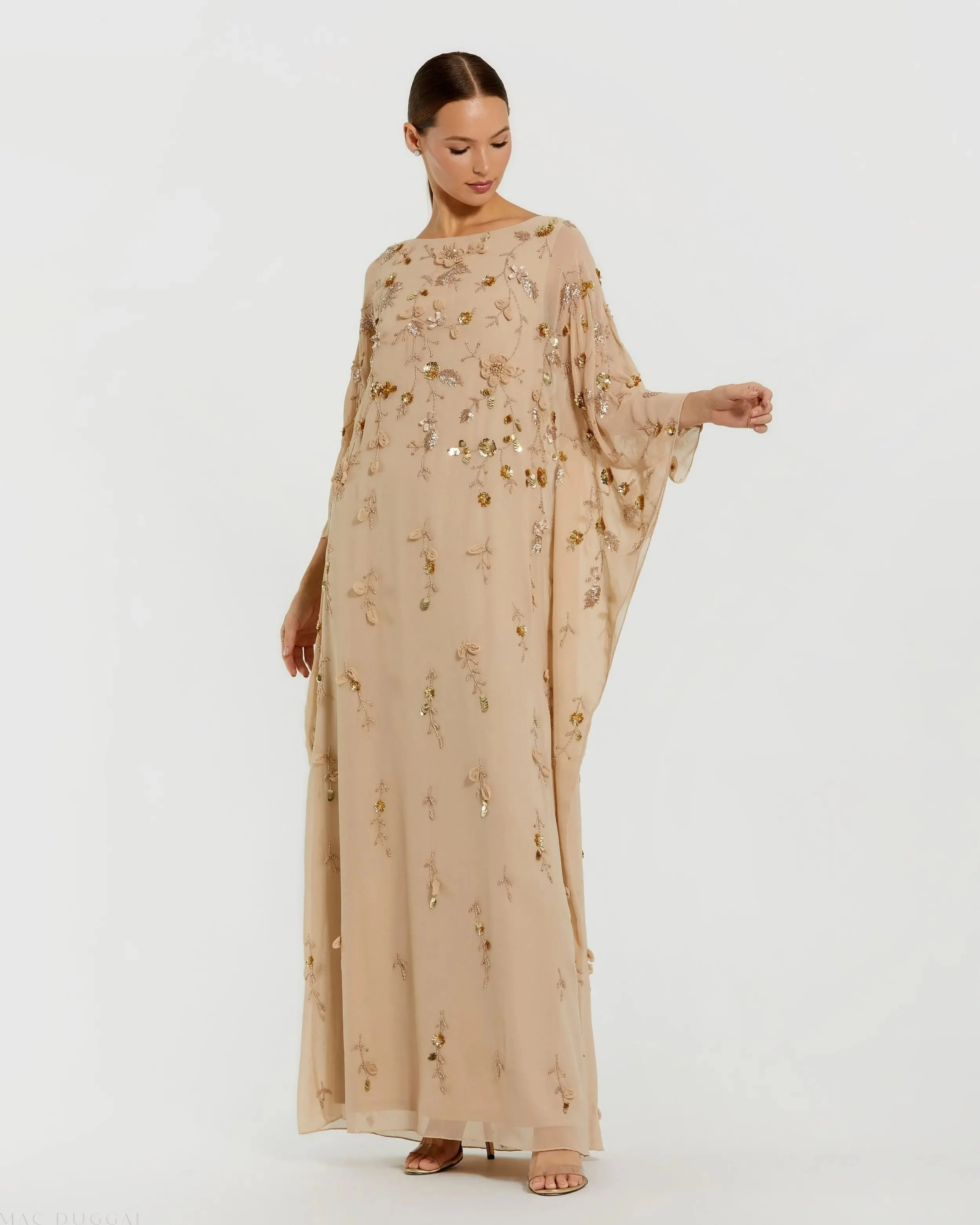 Floral Embellished Kaftan Gown