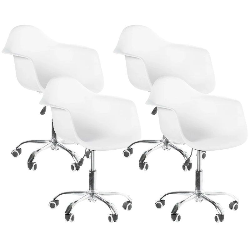 Mid-Century Modern Style Adjustable Swivel Plastic Shell Molded Office Task Chair with Rolling Wheels