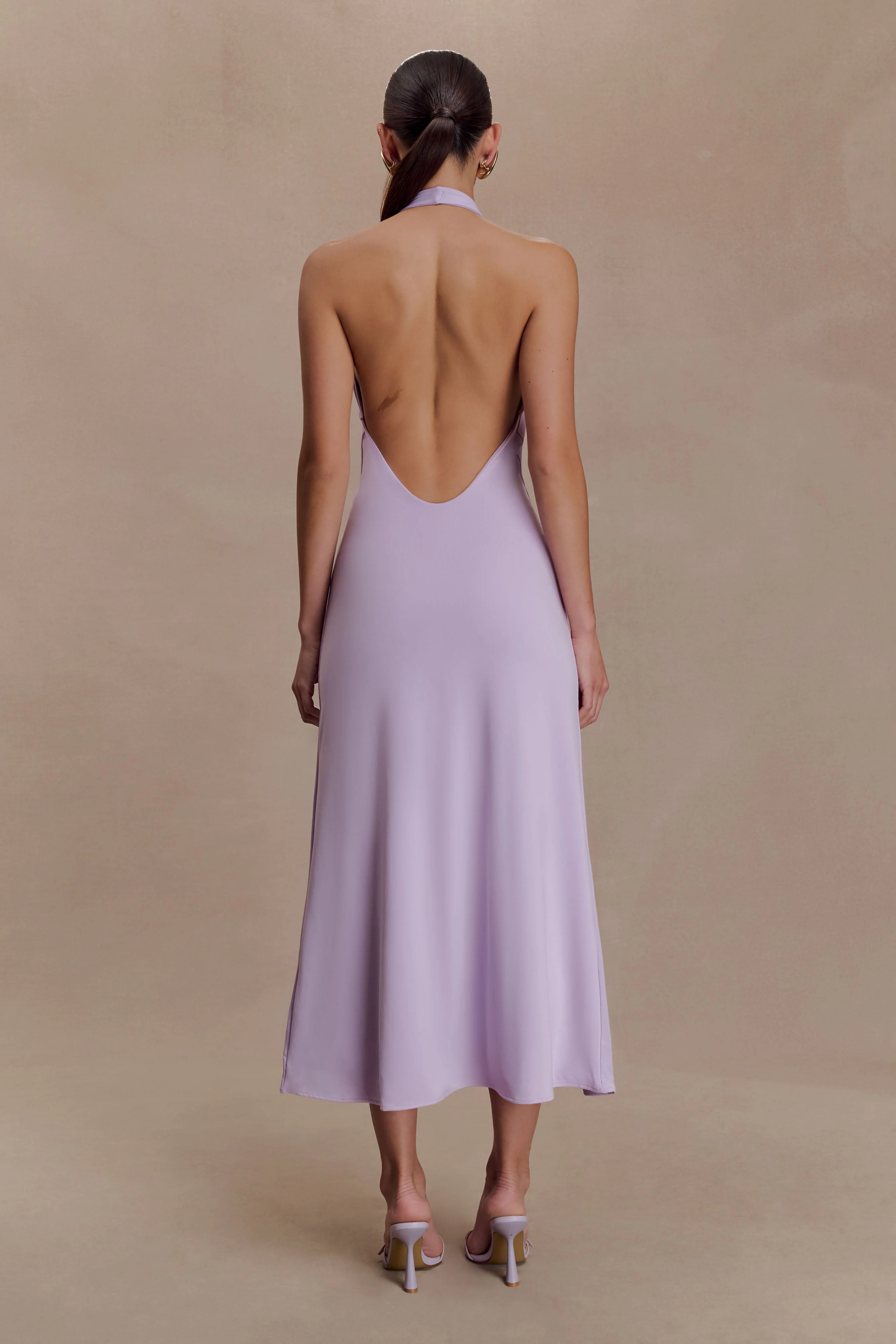 Genie Slinky Halter Midi Dress - Lilac