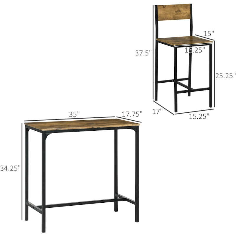 Carbon Loft Padrad Industrial Counter Height 3-piece Dining Set